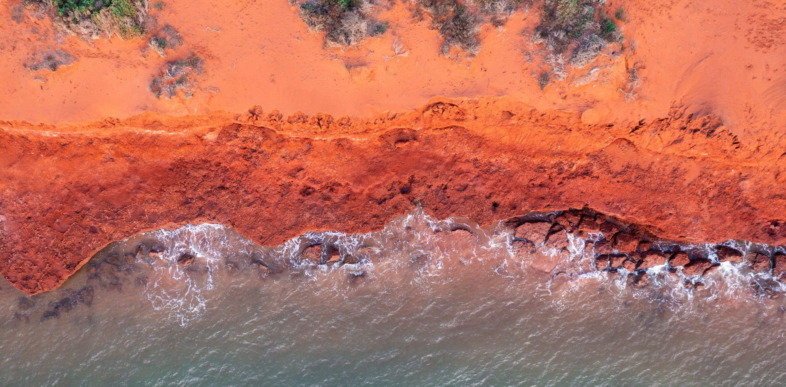 Aerial view at sunset of coast around Cape Peron at Shark Bay